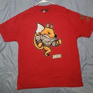 Akoo Red T-Shirt with Bold Character Graphic